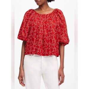 Madewell Shirred Puff Sleeve Top S